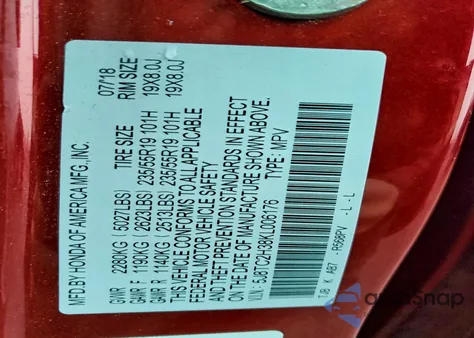 2019 Acura Rdx from USA, damaged, VIN 5J8TC2H38KL006176